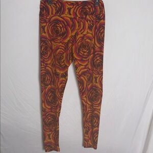 LuLaRoe Red and Orange Floral Leggings
